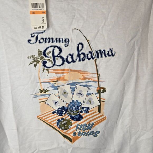 Tommy Bahama White Fish & Chips Graphic Tee Comfy Men's T-shirt Size S NWT - Picture 4 of 6